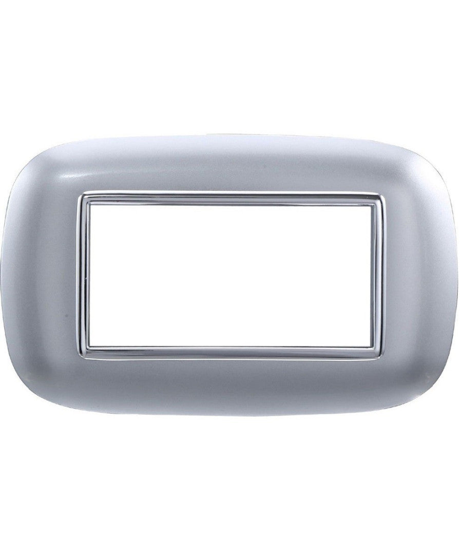 Placca Oval 3 4 6 Moduli Colore Silver Compatibile Con Bticino Axolute         