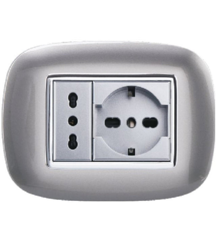 Placca Oval 3 4 6 Moduli Colore Silver Compatibile Con Bticino Axolute         