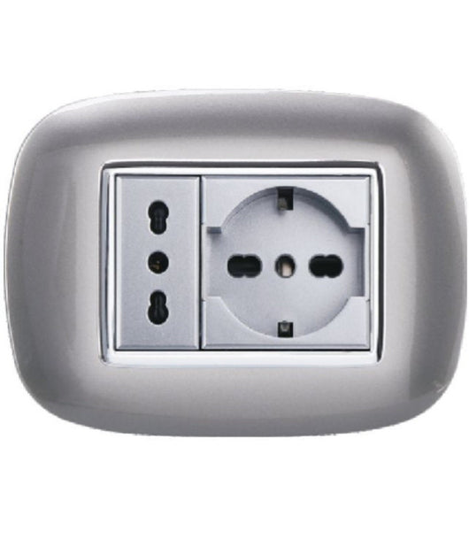 Placca Oval 3 4 6 Moduli Colore Silver Compatibile Con Bticino Axolute   -3 Fori     -