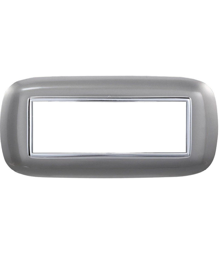 Placca Oval 3 4 6 Moduli Colore Silver Compatibile Con Bticino Axolute         