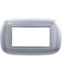Placca Oval 3 4 6 Moduli Colore Silver Compatibile Con Bticino Axolute   -4 Fori     -