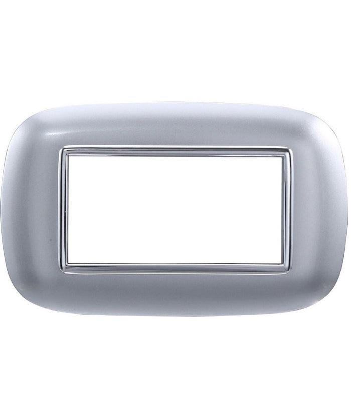 Placca Oval 3 4 6 Moduli Colore Silver Compatibile Con Bticino Axolute   -4 Fori     -