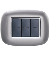Placca Oval 3 4 6 Moduli Colore Titanio Compatibile Bticino Axolute   -3 Fori     -