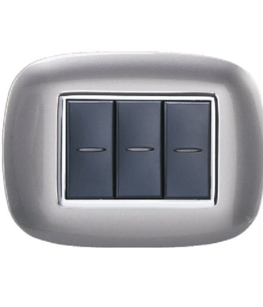 Placca Oval 3 4 6 Moduli Colore Titanio Compatibile Bticino Axolute   -3 Fori     -