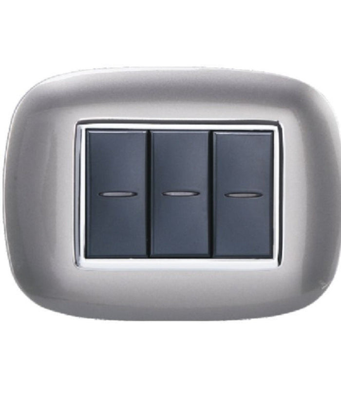 Placca Oval 3 4 6 Moduli Colore Titanio Compatibile Bticino Axolute   -3 Fori     -