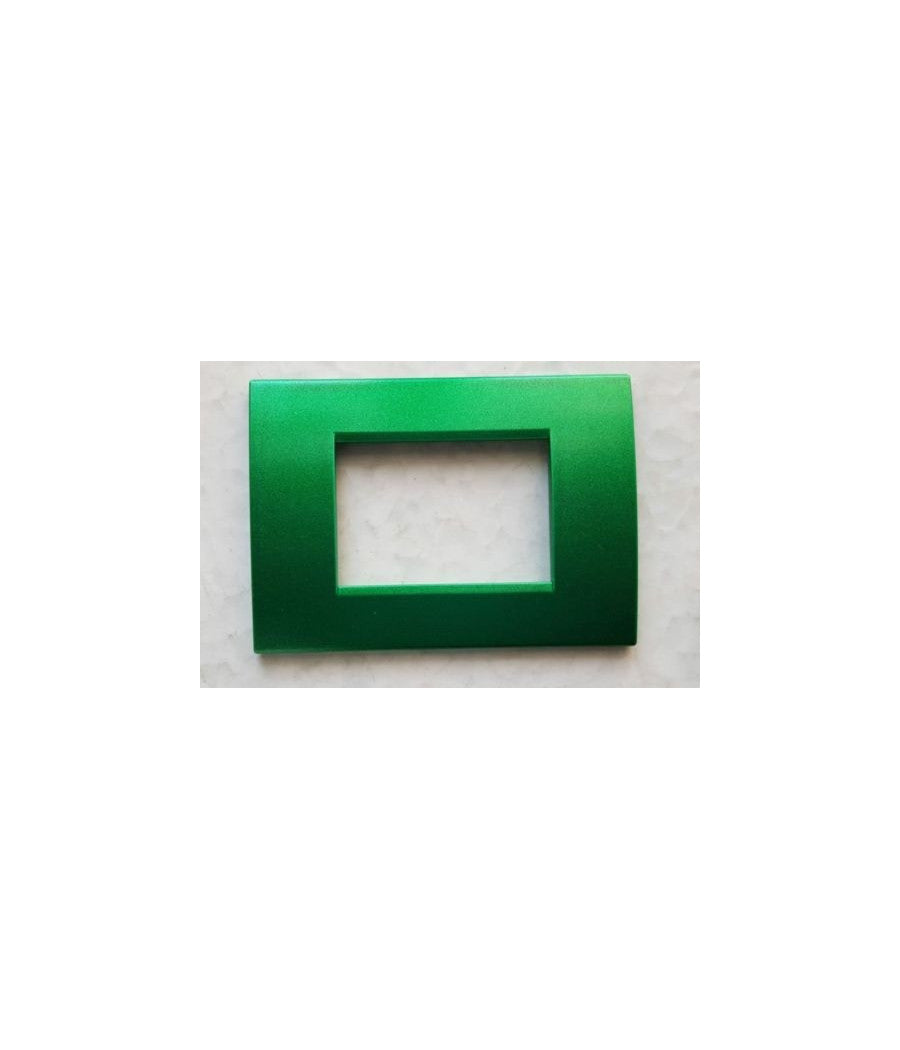 Placca Placche Placchete Compatibili Living Light In Abs 3 4 7 Posti Colorate  Verde Metallizzato -4 Fori     -