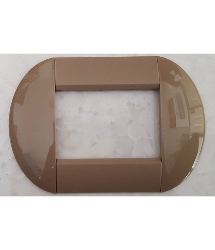 Placca Placche Placchette Compatibili Living International Light Bombate Bticino  Grigio Giallastro -4 Fori     -