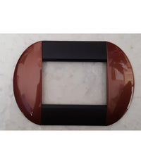 Placca Placche Placchette Compatibili Living International Light Bombate Bticino  Bicolore Marrone E Nero -4 Fori     -