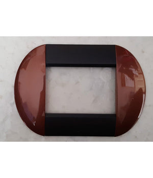 Placca Placche Placchette Compatibili Living International Light Bombate Bticino  Bicolore Marrone E Nero -3 Fori     -