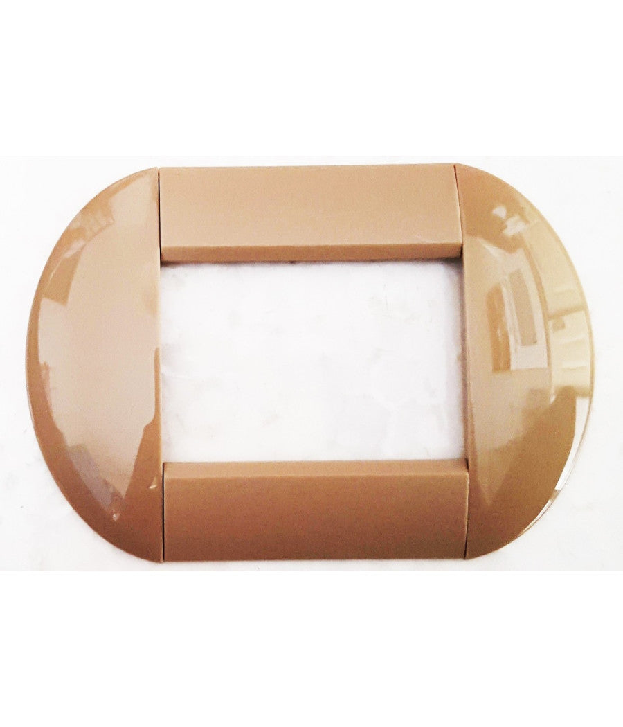 Placca Placche Placchette Compatibili Living International Light Bombate Bticino  Marrone Chiaro -7 Fori     -