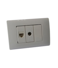 Placca Placchetta 3 Posti Completa 1 Presa Tv 1 Presa Ethernet Rj45 Incasso 503         