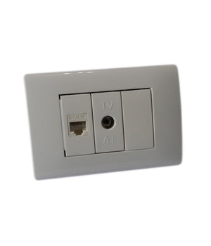 Placca Placchetta 3 Posti Completa 1 Presa Tv 1 Presa Ethernet Rj45 Incasso 503         