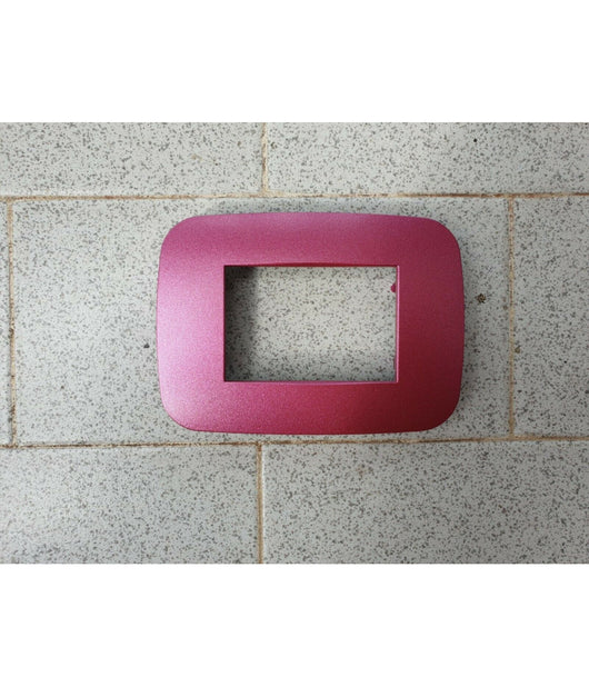 Placca Placchetta Placchette Compatibili Per Serie Axolute Bticino Colorate Fori  Rosa Metallizzato -4 Fori     -