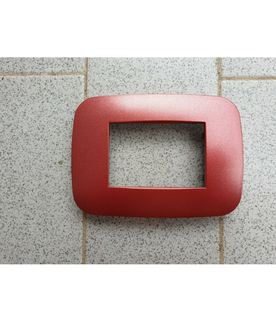 Placca Placchetta Placchette Compatibili Per Serie Axolute Bticino Colorate Fori  Rosso Metallizzato -7 Fori     -