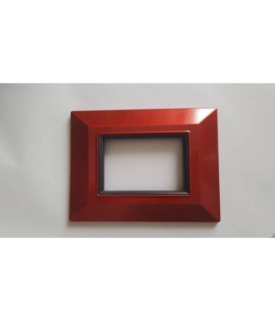 Placca Placchetta Placchette Compatibili Per Serie Axolute Bticino Colorate Sq  Rosso Metallizzato -4 Fori     -