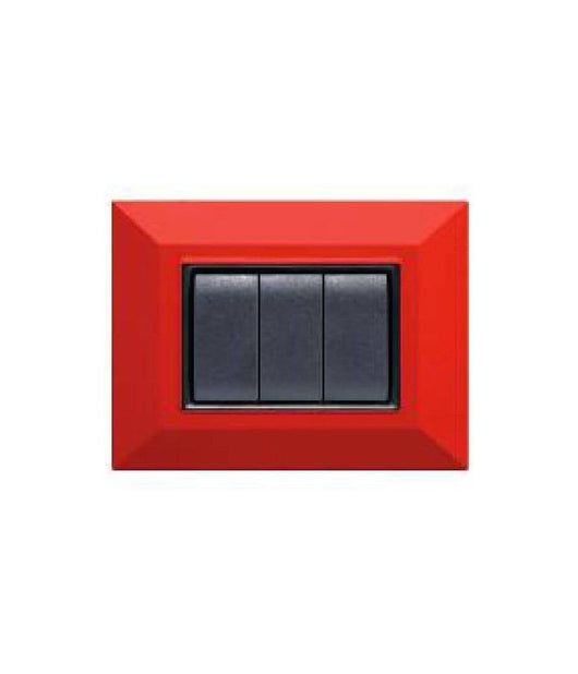 Placca Placchetta Placchette Compatibili Per Serie Axolute Bticino Colorate Sq  Rosso -3 Fori     -