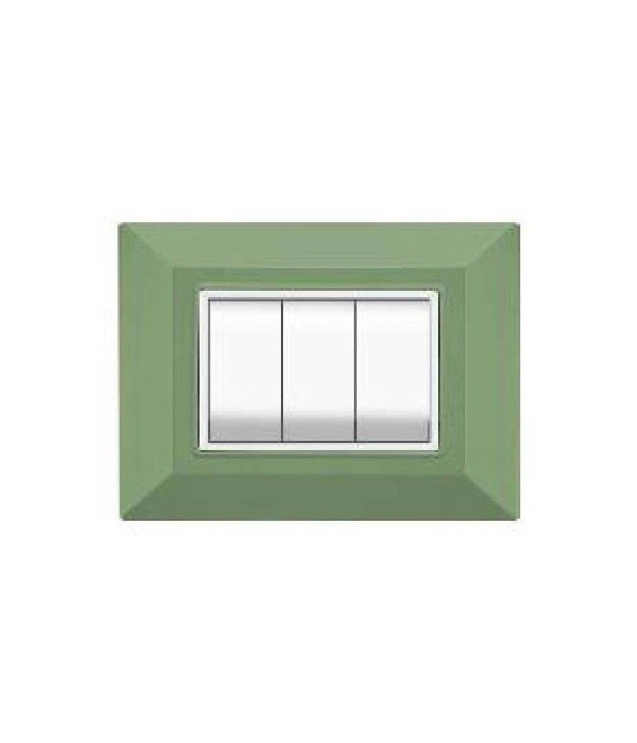 Placca Placchetta Placchette Compatibili Per Serie Axolute Bticino Colorate Sq  Verde Metallizzato -3 Fori     -