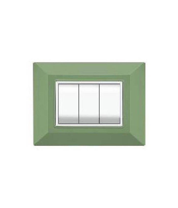Placca Placchetta Placchette Compatibili Per Serie Axolute Bticino Colorate Sq  Verde Metallizzato -3 Fori     -