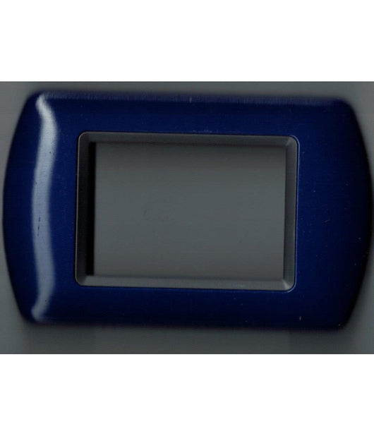 Placchette Placche In Abs Compatibili Per Master Modo Colorra Placca Copriprese  Blu Metallizzato -3 Fori     -