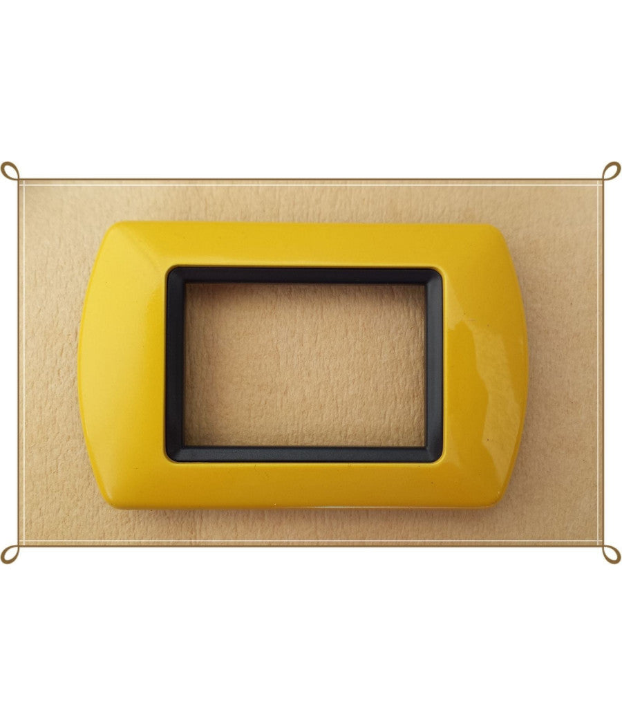 Placchette Placche In Abs Compatibili Per Master Modo Colorra Placca Copriprese  Giallo -4 Fori     -