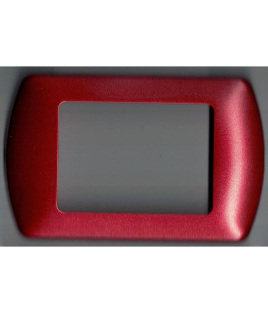 Placchette Placche In Abs Compatibili Per Master Modo Colorra Placca Copriprese  Rosso Metallizzato -4 Fori     -
