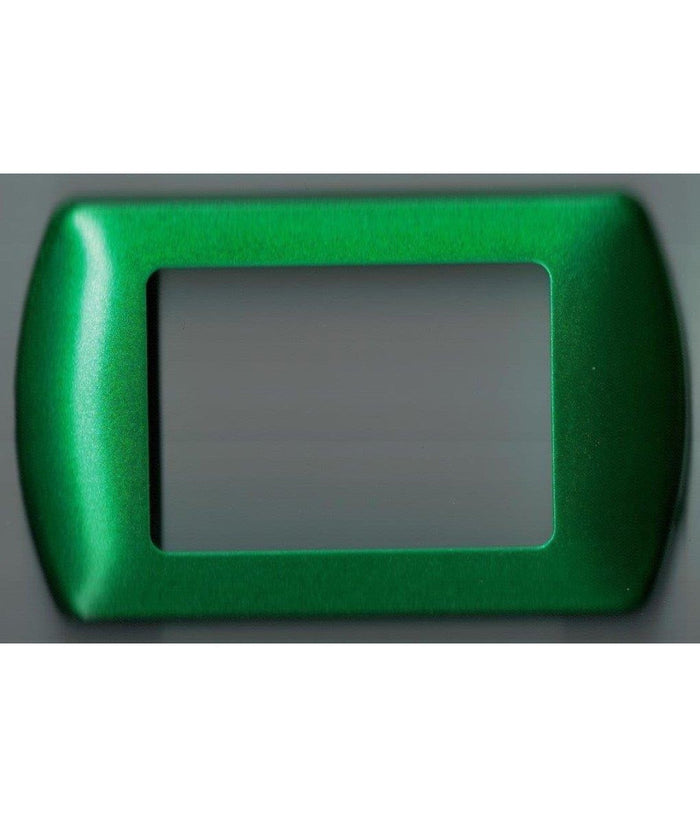 Placchette Placche In Abs Compatibili Per Serie Living International Placca  Verde Metallizzato -3 Fori     -