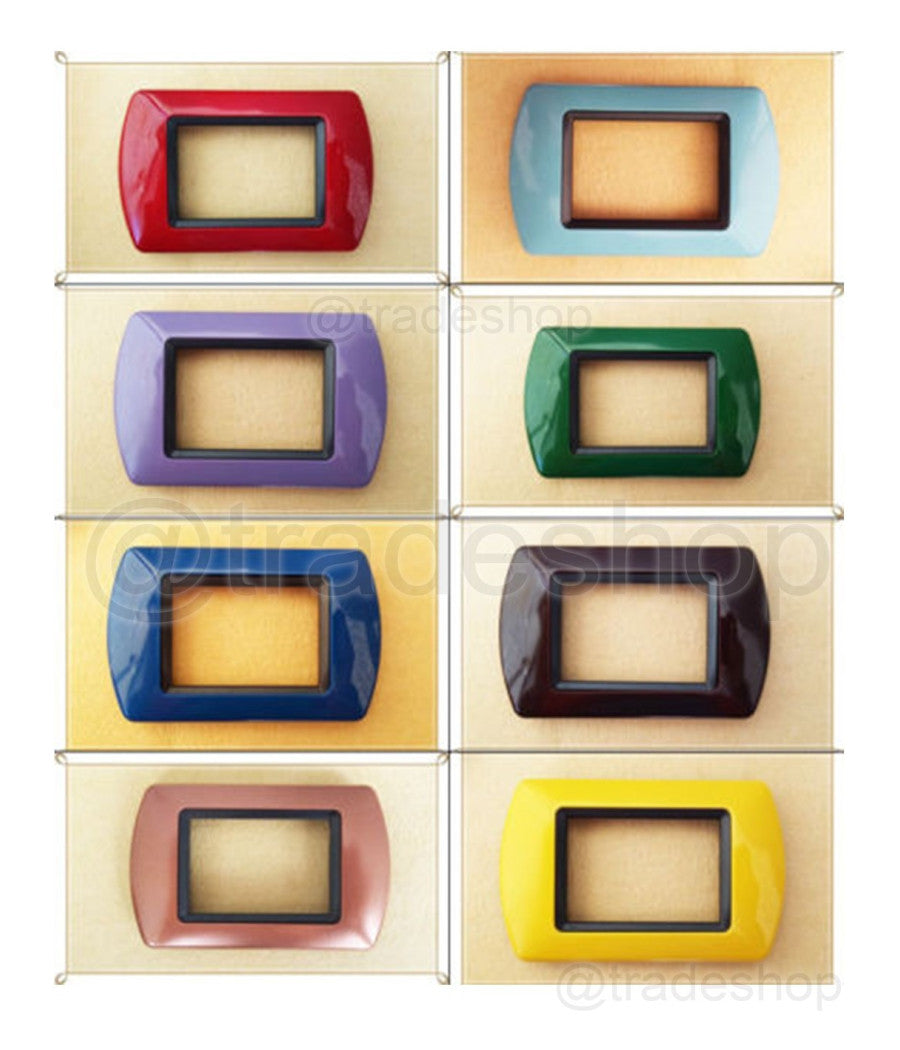 Placchette Placche In Abs Compatibili Per Serie Living International Placca  Verde Polvere -7 Fori     -