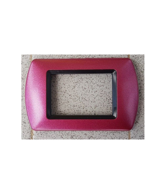 Placchette Placche In Abs Compatibili Per Serie Living International Placca  Rosa Metallizzato -7 Fori     -
