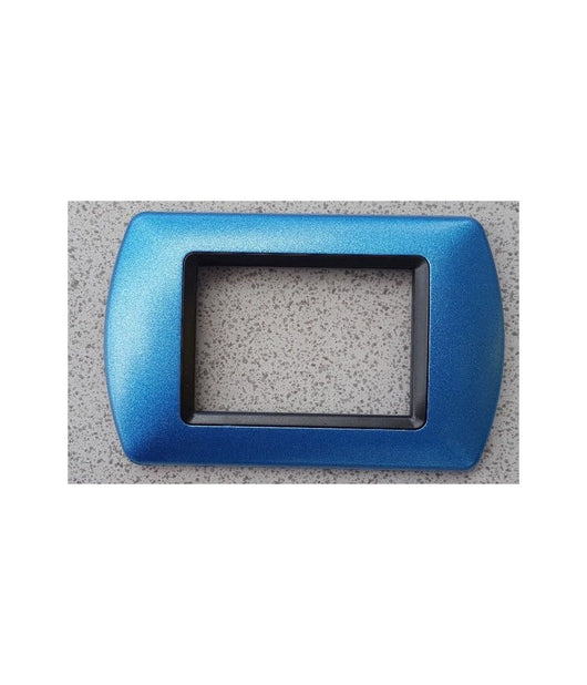 Placchette Placche In Abs Compatibili Per Serie Living International Placca  Blu Cielo Metallizzato -7 Fori     -