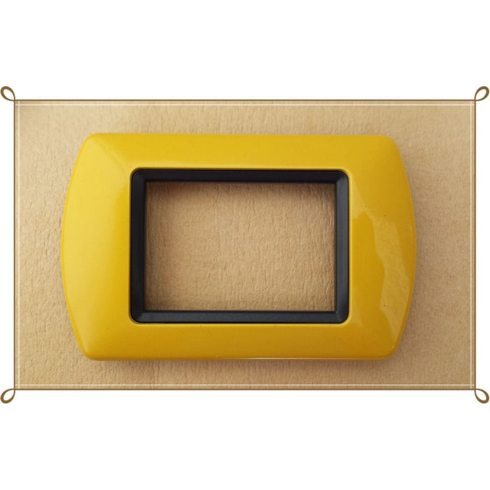 Trade Shop - Placchette Placche In Abs Compatibili Per Serie Living International Placca - Giallo -3 Fori     -