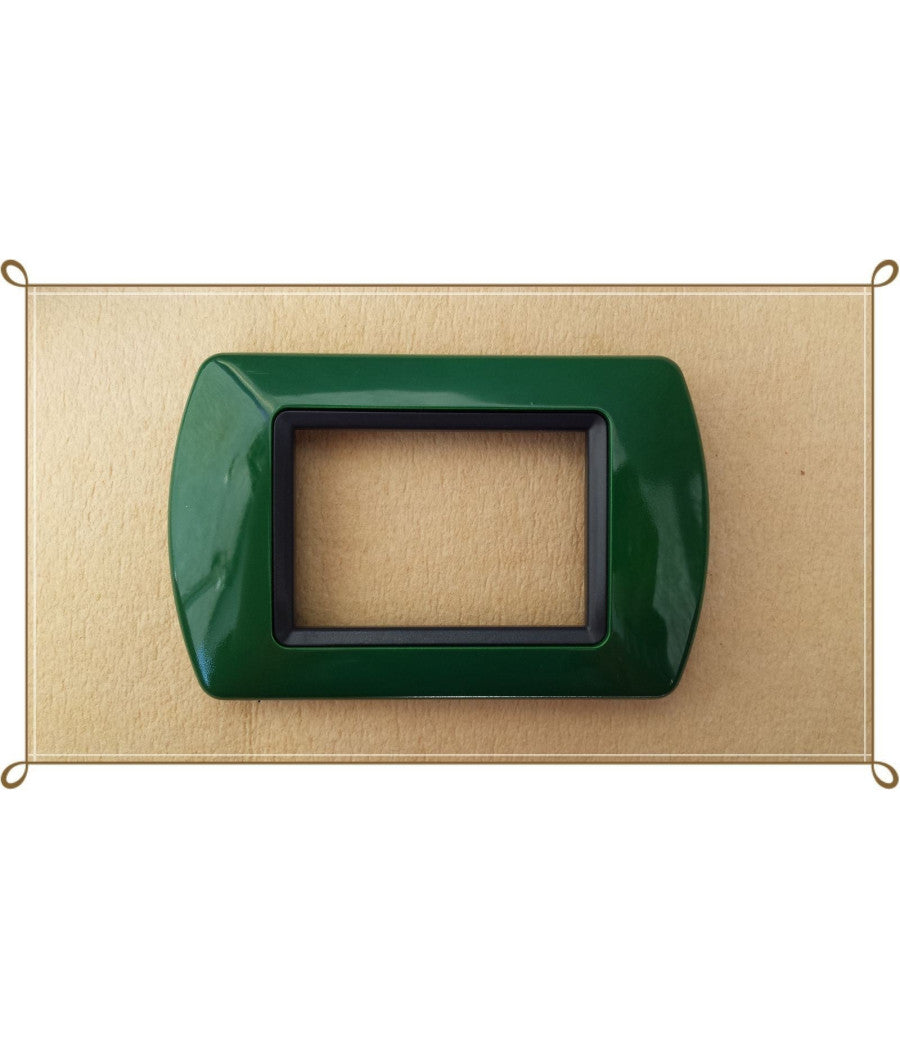 Placchette Placche In Abs Compatibili Per Serie Living International Placca  Verde Scuro -4 Fori     -