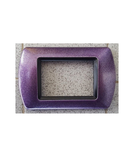 Placchette Placche In Abs Compatibili Per Serie Living International Placca  Viola Metallizzato -3 Fori     -