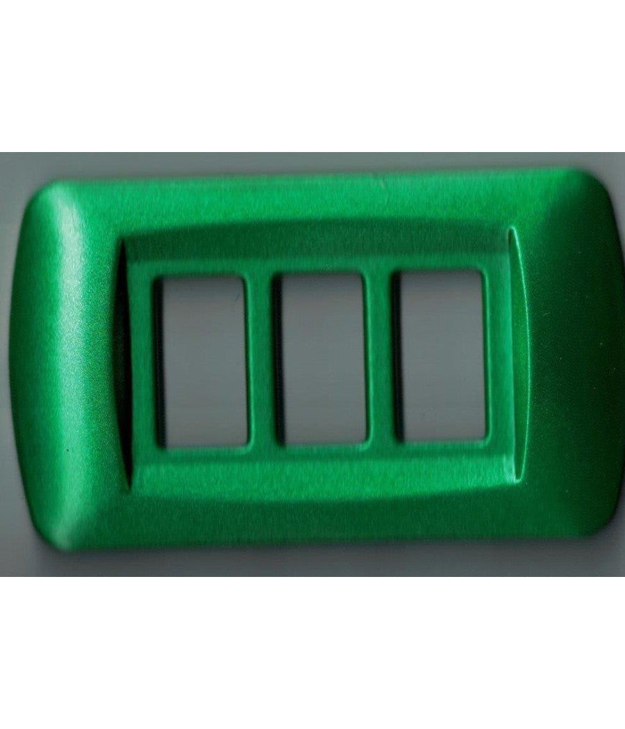 Placchette Placche In Abs Serie Magic Bticino Compatibili Placca Copriprese Fori  Verde Metallizzato -3 Fori     -
