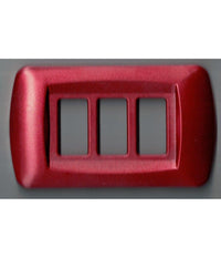 Placchette Placche In Abs Serie Magic Bticino Compatibili Placca Copriprese Fori  Rosso Metallizzato -4 Fori     -