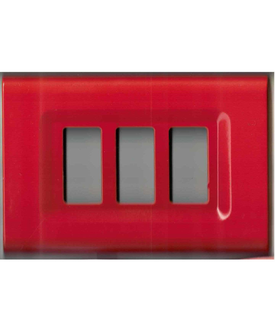 Placchette Placche In Abs Serie Magic Elite Bticino Compatibili Color Copriprese  Rosso -3 Fori     -