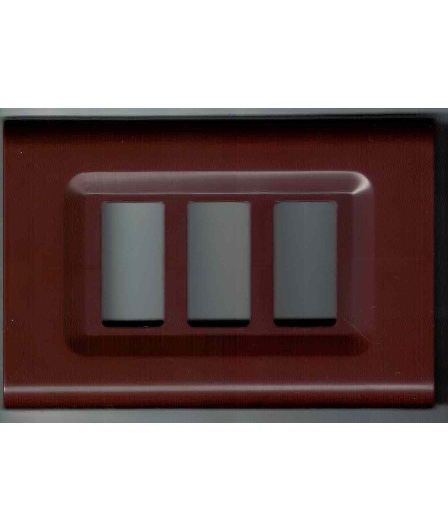 Placchette Placche In Abs Serie Magic Elite Bticino Compatibili Color Copriprese  Marrone -3 Fori     -