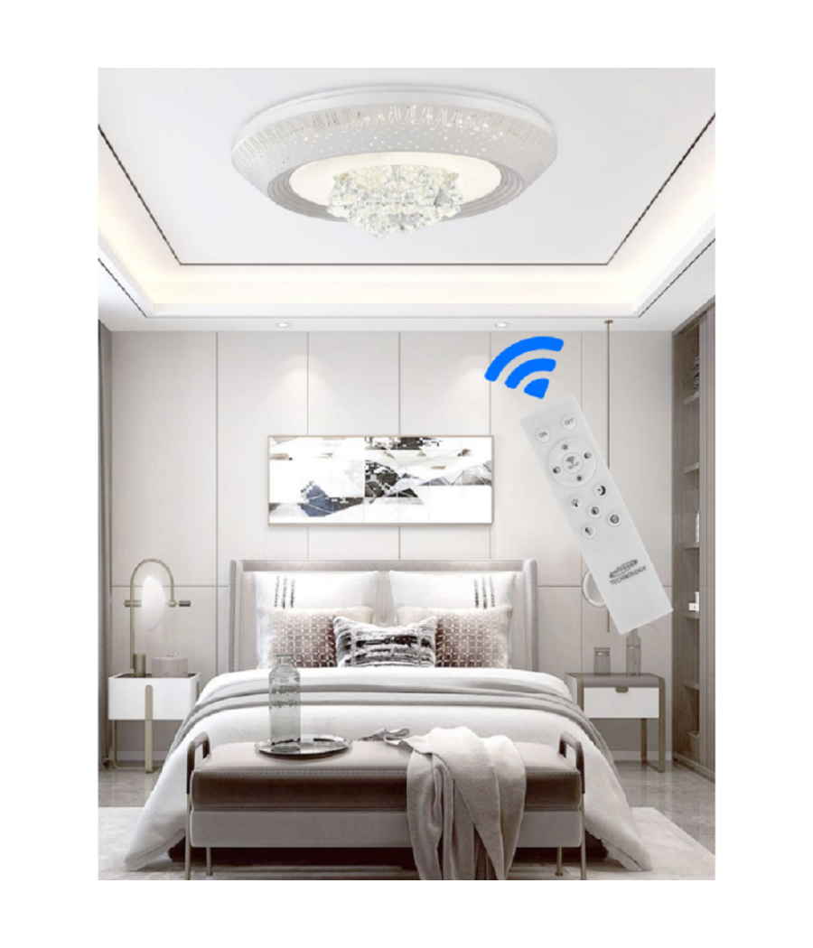 Plafoniera 166 Watt Lampadario Soffitto Mille Una Notte 3 Toni Luce Telecomando         