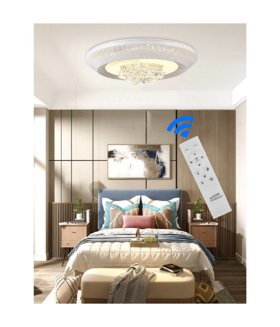 Plafoniera 166 Watt Lampadario Soffitto Mille Una Notte 3 Toni Luce Telecomando         