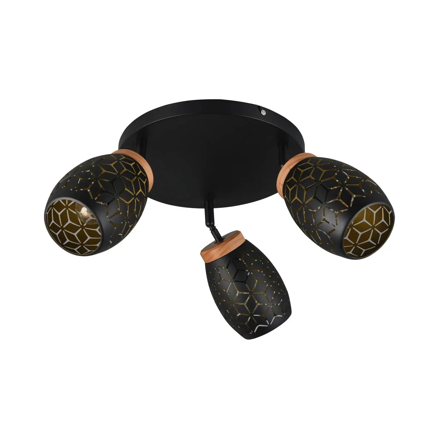 LÚZETE - PLAFONIERA 3 LUCI METALLO NERO E14 BIRKITA
