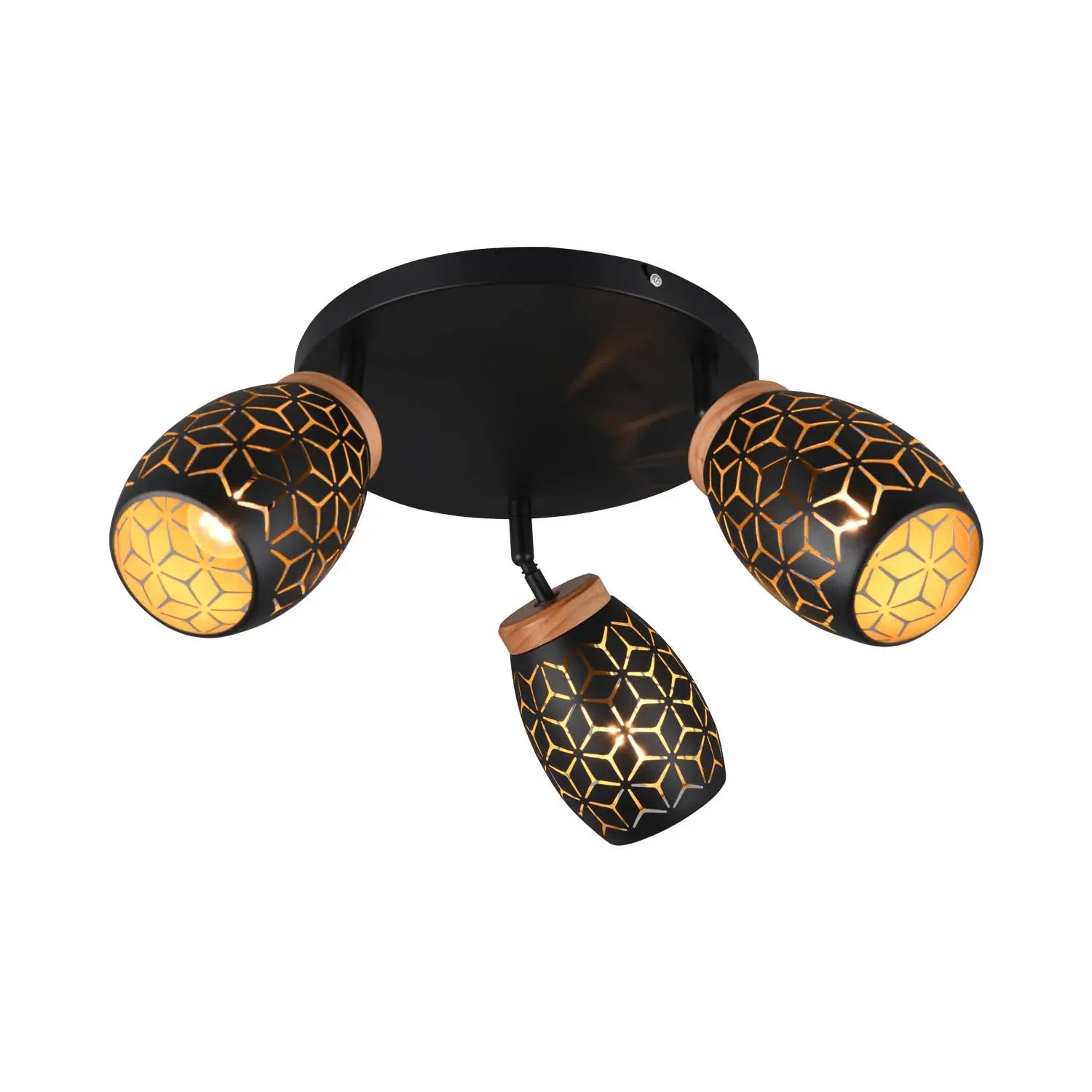 LÚZETE - PLAFONIERA 3 LUCI METALLO NERO E14 BIRKITA