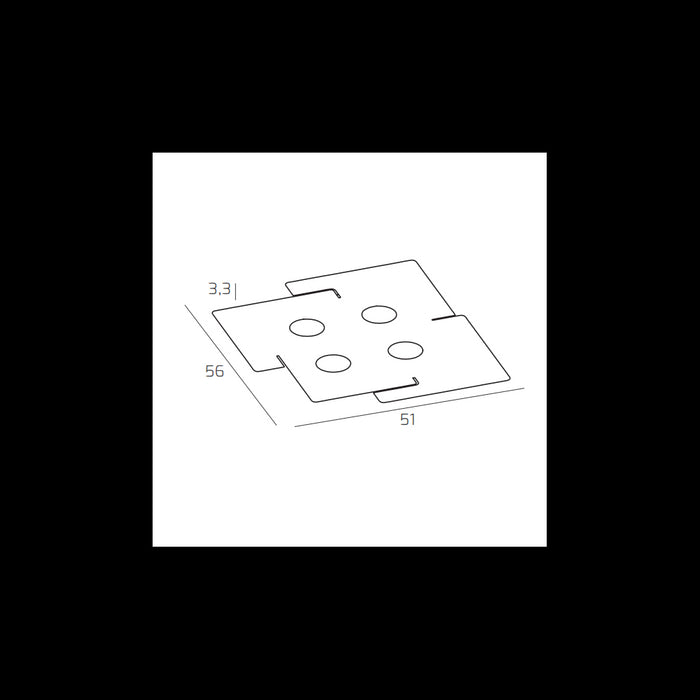 Plafoniera a led ECHO Top Light in metallo Bianco rettangolare con 4 attacchi lampadina Gx53