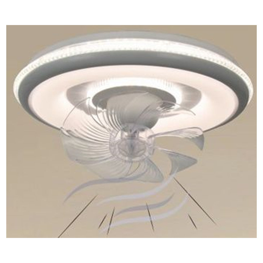 Trade Shop - Plafoniera A Ventola Luce 3200k-6500k Lampada Tonda Da Soffitto Ventilatore 33214         