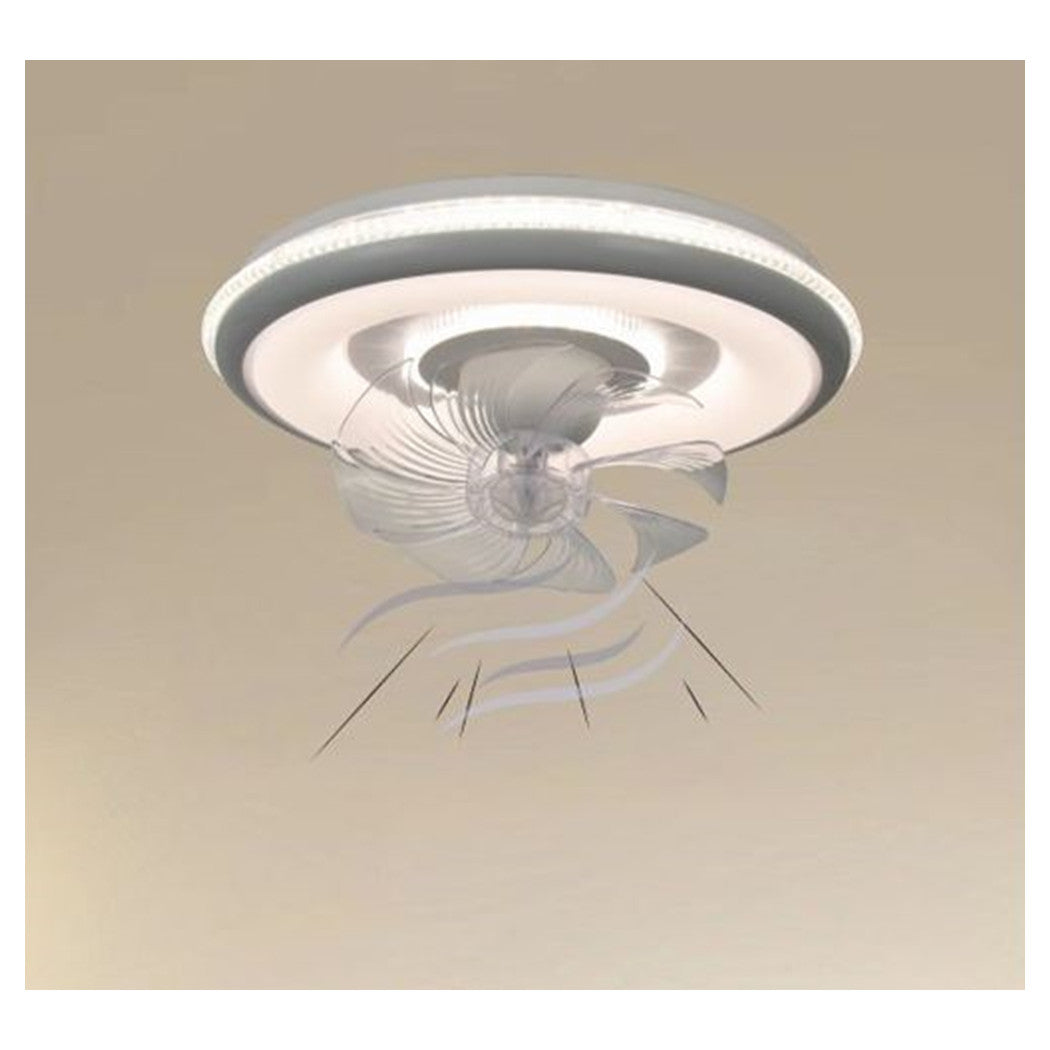Trade Shop - Plafoniera A Ventola Luce 3200k-6500k Lampada Tonda Da Soffitto Ventilatore 33214         