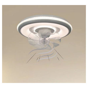 Trade Shop - Plafoniera A Ventola Luce 3200k-6500k Lampada Tonda Da Soffitto Ventilatore 33214         
