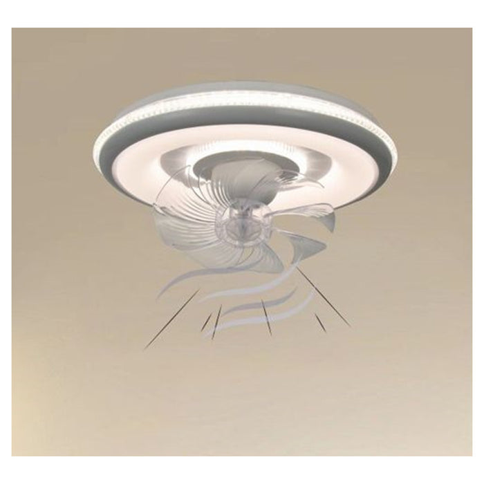 Trade Shop - Plafoniera A Ventola Luce 3200k-6500k Lampada Tonda Da Soffitto Ventilatore 33214         