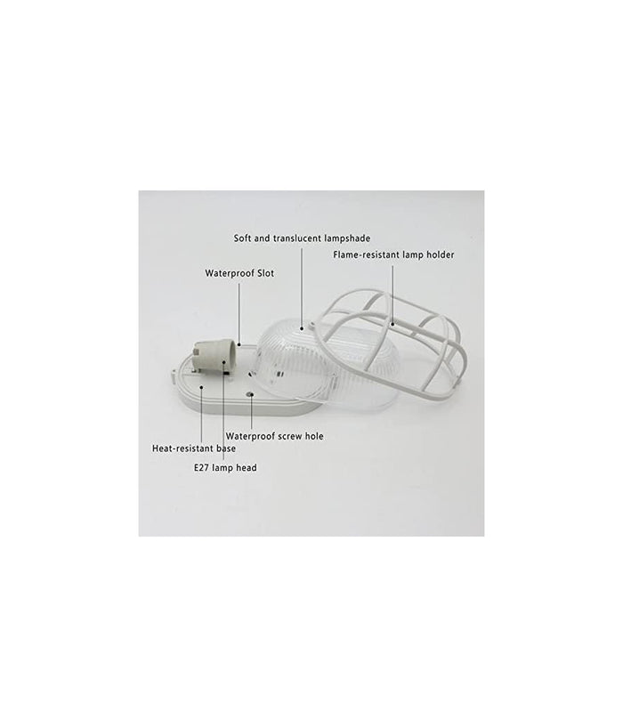 Plafoniera Applique Ovale Griglia Tartaruga Bianca Campana In Vetro Attacco E27         