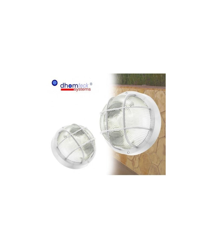 Plafoniera Applique Tonda Griglia Tartaruga Bianca Campana In Vetro Attacco E27         