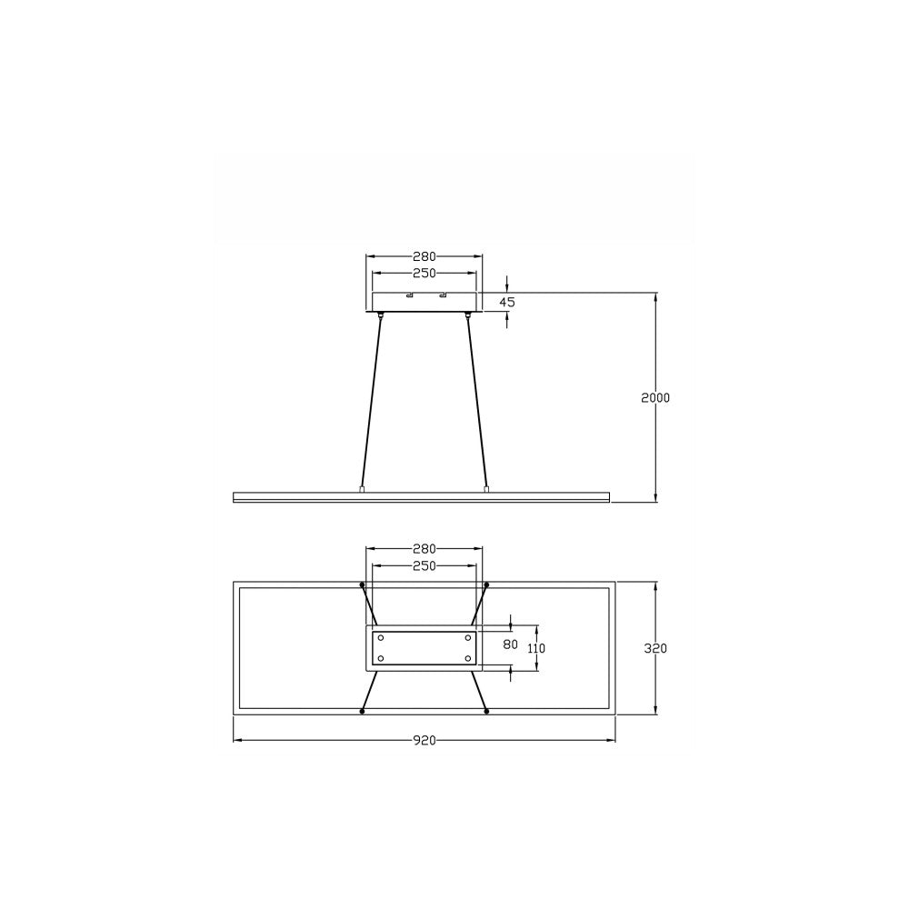 Plafoniera Bard a sospensione a led 52W Nero 3394-45-101 Fabas Luce