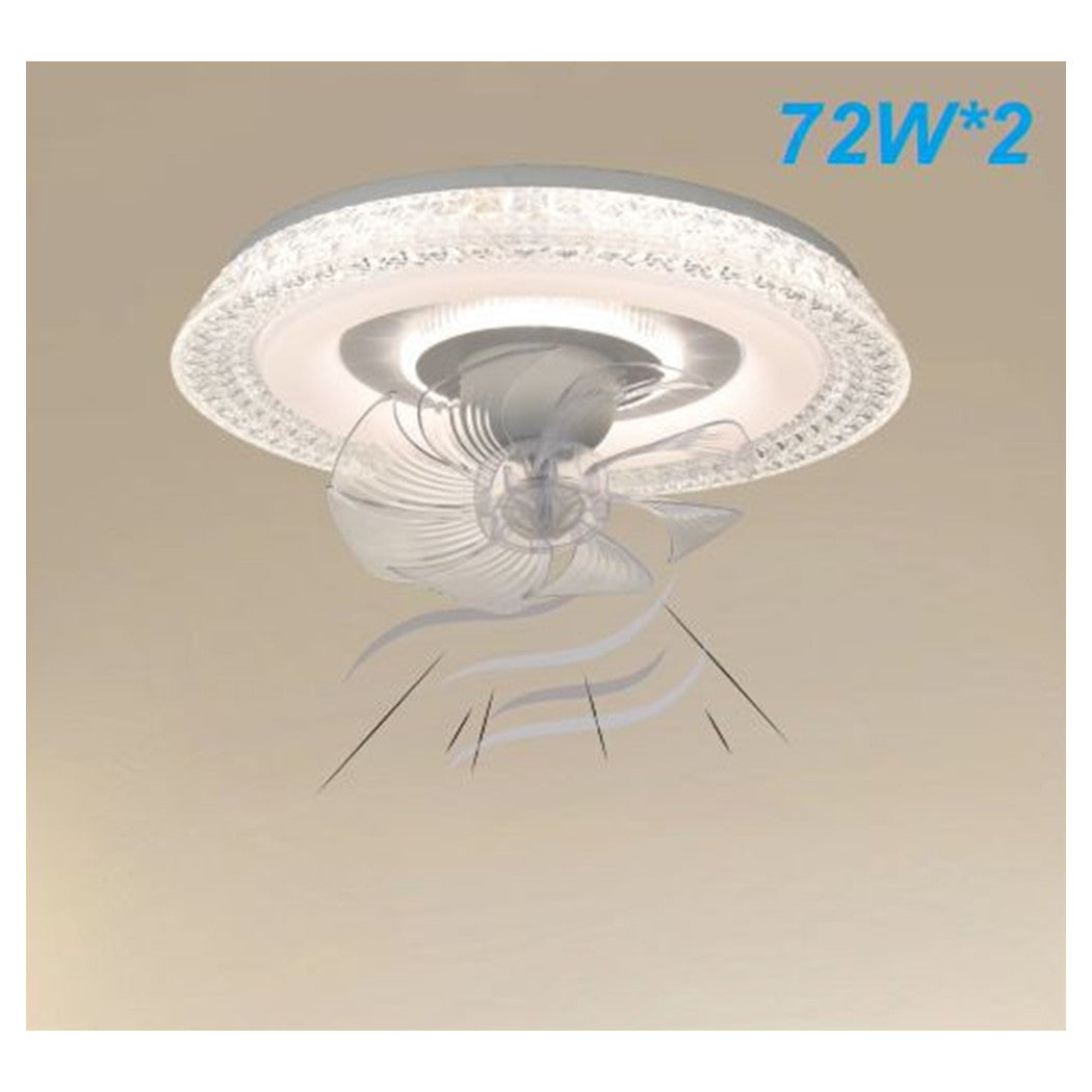 Trade Shop - Plafoniera Cristallo Con Ventola Lampada Soffitto Ventilatore Luce 3200k-6500k 33221         