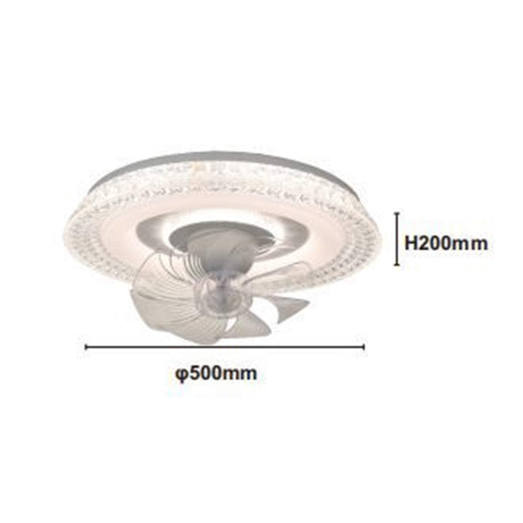 Trade Shop - Plafoniera Cristallo Con Ventola Lampada Soffitto Ventilatore Luce 3200k-6500k 33221         